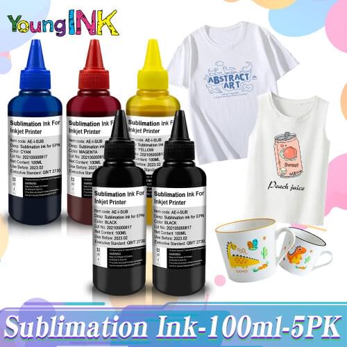 YOUNGINK 100ML Universal Sublimation Ink For Epson Desktop Inkjet Printer BK C M Y High Quality / Refill Ink Kit Mug T-shi
