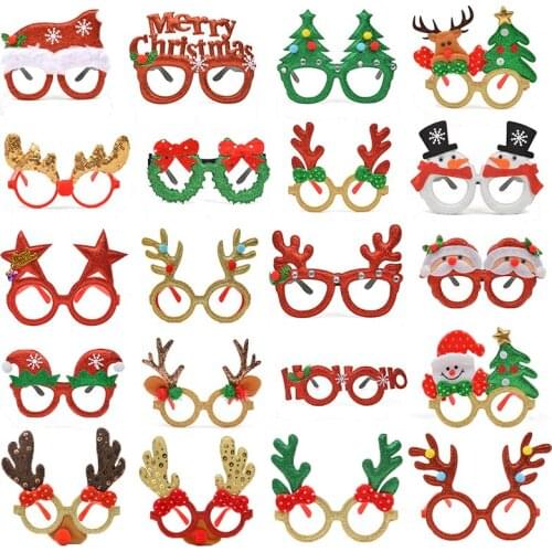 Merry christmas glasses Frame 2022 Christmas Decoration Adult Kids Gift Santa Snowman Glasses Christmas Xmas Decor 2022 New Year