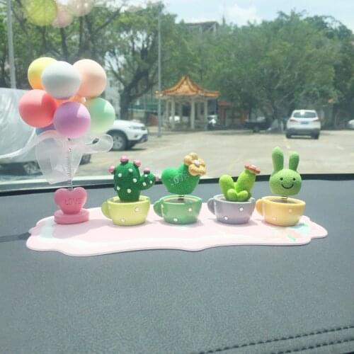 Moving Head Cactus Car Decorations Cute Gift for Girl Woman Auto Styling Interior Accessories Also for Home Desktop Decoration