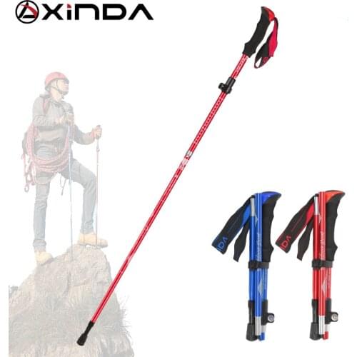 XINDA Folding Trekking Poles Aluminum alloy Ultralight Quick Lock Walking Stick woman man Hiking Running Nordic Walking Pole