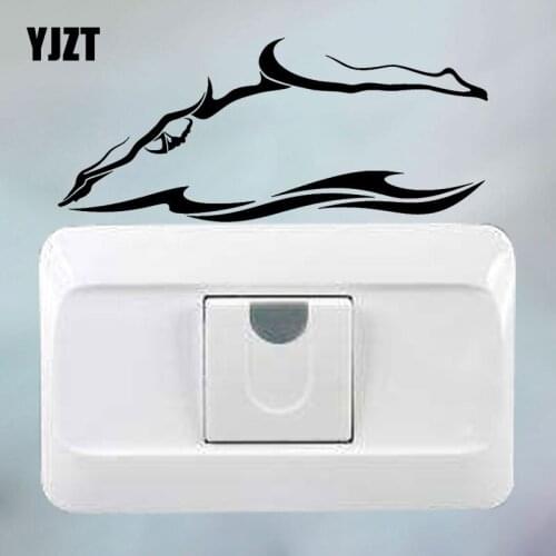 YJZT Swimmer Swimming Pool Water Sport Vinyl Door Wall Room Home Light Switch Stickers 8SS-2389