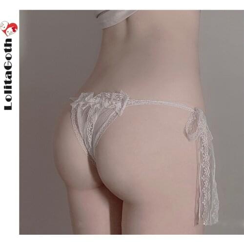 LolitaGoth Women Sexy Lace Flowers Lingerie Temptation Low-waist Panties Thong Breathable Underwear Female G String Intimates