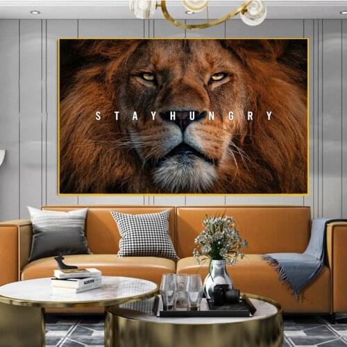 Animal Lion Inspirational Oil Painting on Canvas Wall Art Posters Prints Wall Pictures for Living Room Home Wall Cuadros Decor