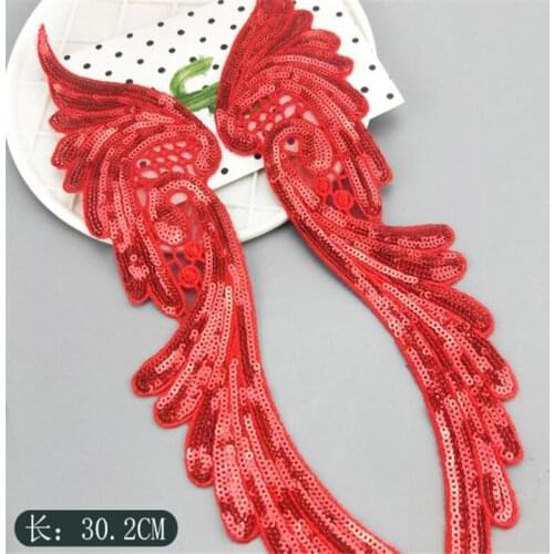 1Pair New Clouds Clothes Red Patch Decorative Sequin Accessories Phoenix Sequin Patch Cloth Fabric