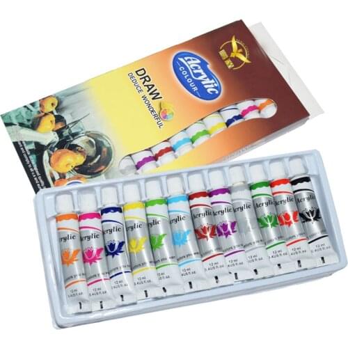 12ml 12 Colors Paint Refills Acrylic Paint Set Tube for Artists.Perfect for Canvas,Wood,Ceramic