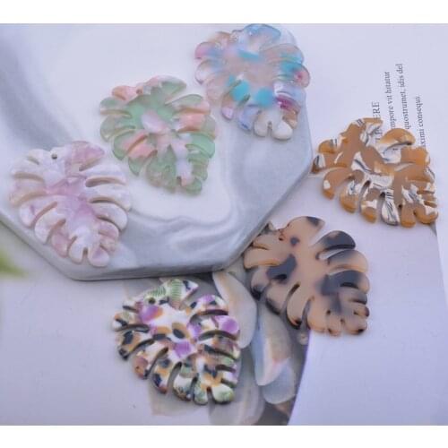 12pcs Acetate Monstera leaves Acetate Slabs Charms Acetic Acid Beads Earrings Pendants For DIY Jewelry Earrings