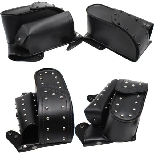 Universal 2x PU Leather Motorcycle Saddle Bags Parts Acc Tool Detachable Bag