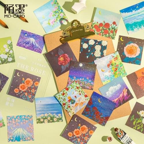 40Sheets/Pack Kawaii Sea Rose Oil Painting PET Diary Planner Stickers Scrapbooking School Office Supplies Bullet Journal sl3095
