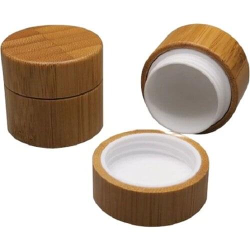 10ML10G 20pcs/lot Bamboo Empty Cosmetic Cream Jar, DIY Bamboo- Plastic Facilal Cream Container, Environmental Cream Packing Bo x