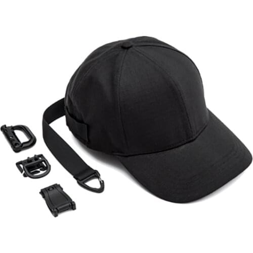 PUPIL TRAVEL Techwear Unisex Black Baseball Hat Buckle Release Rip Stop Cap Hip Hop Style Punk Fashion