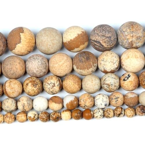 Natural Stone Frosted Painting Weathered Stone Round Loose Beads For Jewelry Making Needlework Bracelet Diy Strand 4-12 MM