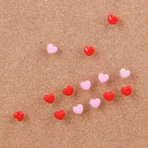 CPDD 50 Pcs Heart Shape Plastic Quality Colored Push Pins Thumbtacks Office School