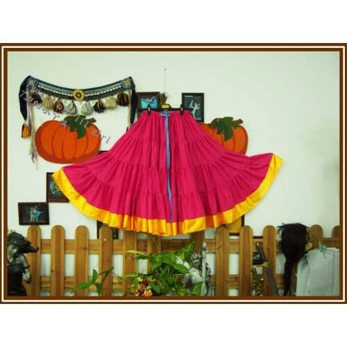 Cotton 4Tiered 18Yards Ats Gypsy Tribal Belly Dance Skirt With Border EI40