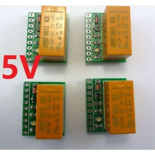 DR21B01*4 4X Small & Ultra-light 1 Channel DPDT Relay Board for Motor reversing Polarity reversal HK19F DC5V PCB Module