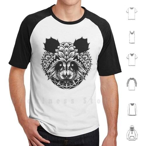 Panda T Shirt Print 100% Cotton New Cool Tee Panda Bear Cute Jungle Animals Nature Savana Wild Heat Flower Floral