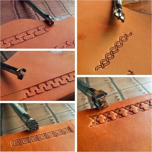 Leather carving embossing tool DIY handmade leather printing stamp Decorative pattern Carved steel Border engraving craft tool