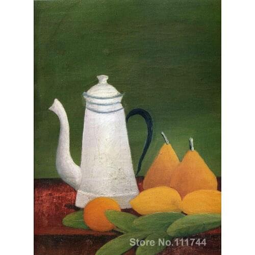 Paintings by Henri Rousseau Still life with teapot and fruit Landscape art High quality Hand painted