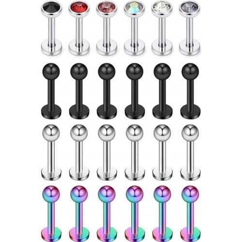 Black Titanium Anodized Stainless Steel Ball Labret Monroe Lip Ring/Tragus/Helix/Cartilage Earring Stud Barbell Piercing Jewelry