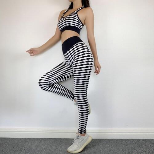 Stripes Yoga Set Yoga Leggings Set Women Fitness Suit For Yoga Clothes High Waist Gym Workout Sportswear Gym Sports Clothing