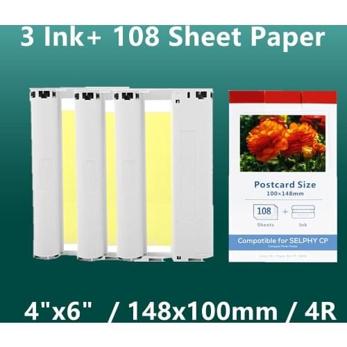 KP108IN KP-36IN 6 inch Photo Paper for Canon Selphy CP1300 CP1200 Printer Ink Cartridge CP900 CP910 CP1000 Ink Cartridge