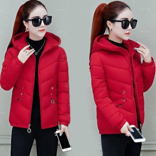 New Fashion Short Winter Jacket Women Slim Female Coat Thicken Parka Cotton Hooded Collar candy-colored Ladies Jacket