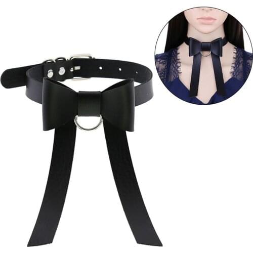 1pc Fashion Bow Tie Choker Necklace Long Tassel Decor Adjustable Bowknot Choker Punk Style Choker Collar Jewelry Accessories