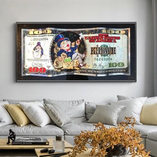 Monopoly Dollar Art Canvas Poster And Prints Creative Money 100 Dollars Picture Wall Decor Painting For Liviung Room
