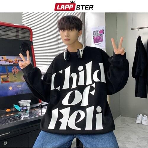 LAPPSTER Men Harajuku Japanese Streetwear Y2k Hoodies 2021 Mens Baggy Oversized Kpop Sweatshirts Male Hip Hop Vintage Sweatshirt