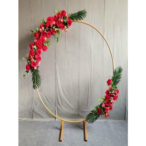 New fashion Upscale Wedding Centerpieces gold Ring Arch with Flower Set for Party Decoration Props Supplies Free Shipping