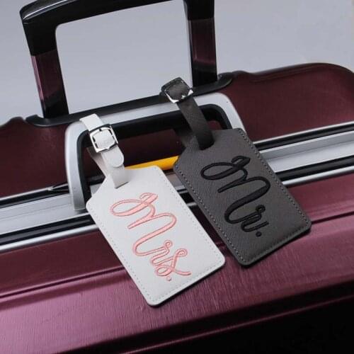 New Fashion Mr&Mrs Suitcase Embroidery Luggage Tags Bag Pendant Travel Accessories Name ID Address Wedding VIP Invitation Label