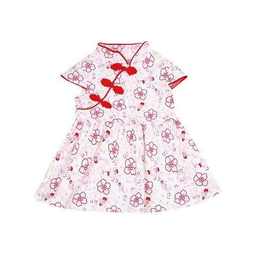 Dropshipping Cute Adorable Toddler Baby Girls Summer Floral Printed Chinese Dress Cheongsam Clothes Size 12M-4Y
