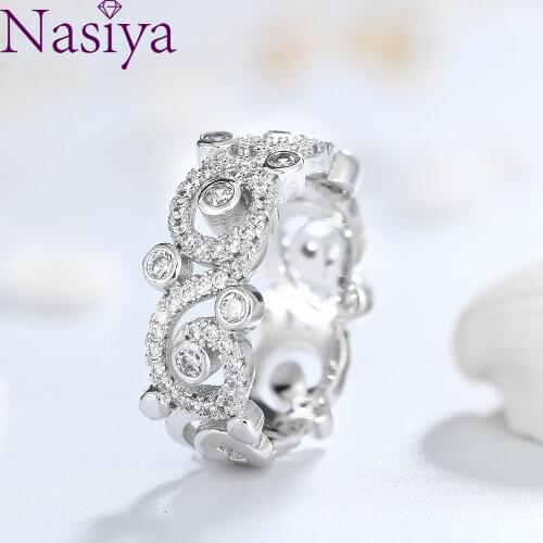 Nasiya 925 Sterling Silver Rings Shining Luxury Zircon Musical Note Shaped Women Fashion Rings Fine Wedding Party Jewelry Gifts