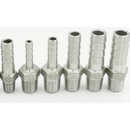 Hose Barb Pipe Fitting Tail Connector 6mm to 25mm Tools Accessory 1/8" 1/2" 1/4" 3/4" Stainless Steel SS304