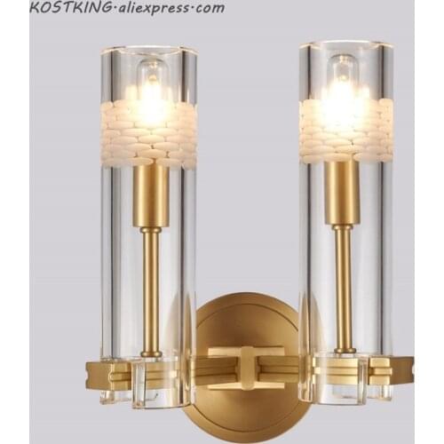 Modern crystal wall lamp living room wall lamp bedroom bedside aisle study LED wall lamp