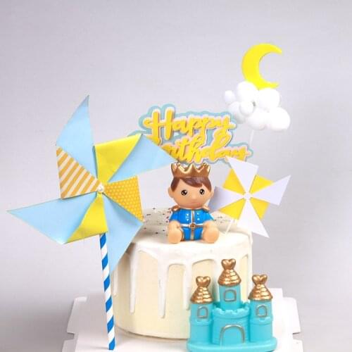 Windmill Baking Cake Decoration Castle Little Prince Decoration Star Moon Hair Ball Cloud Birthday Cake Plugin
