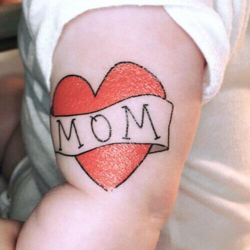 Waterproof Removable Temporary Tattoo Sticker Red Heart Love Dad/Mom Kids Boys Girls Fake Tattoos Child Baby Photography Prop