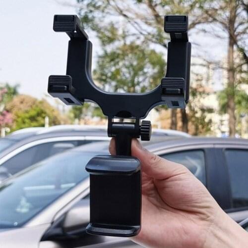ABS 360 Rotating Motorcycle Car Holder Gooseneck Handlebar Anti-slip Rearview Mirror Mount For 3-6.5 Inch Screen Mobile Phone