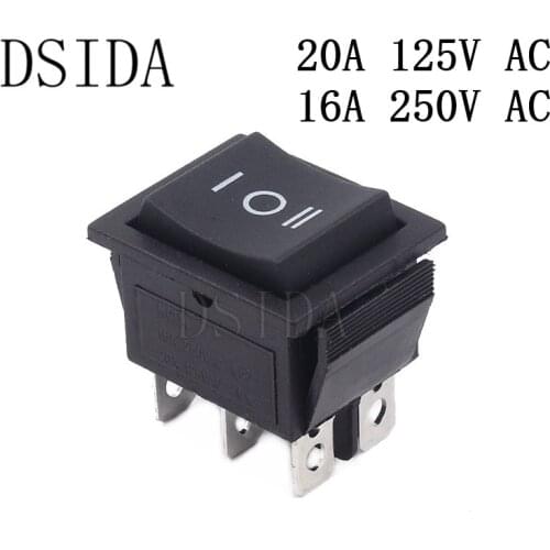 Power Switch KCD4 25*31mm ON-OFF-ON 3 Position 6 Pins Rocker Switch 16A 250VAC/ 20A 125VAC Ship Type Switch