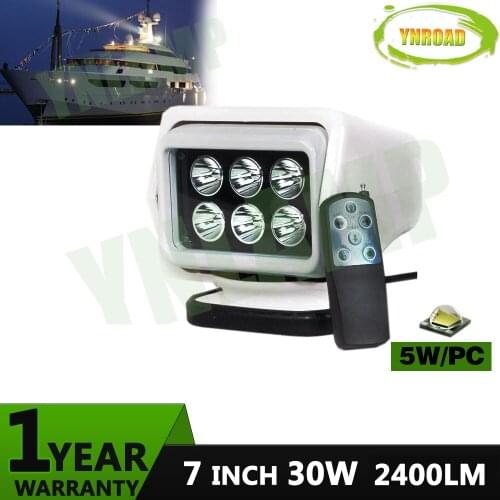 YNROAD 30W 7inch remote controller search hunting light spot beam light 7inch for boat fishing marine