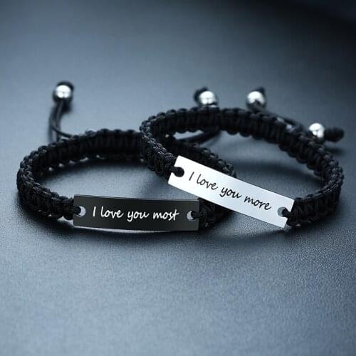 Lover Woven Bracelet I Love You More Most Lovers' Bracelets Handmade Braided Bangles Gift For Couple Engagement
