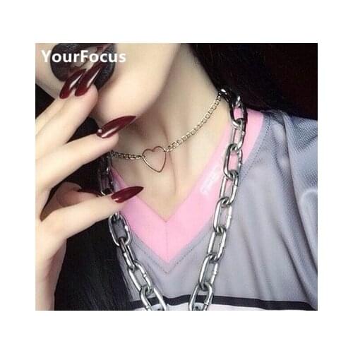 2 colors new harajuku chic hollow heart choker metal colar women cute necklace