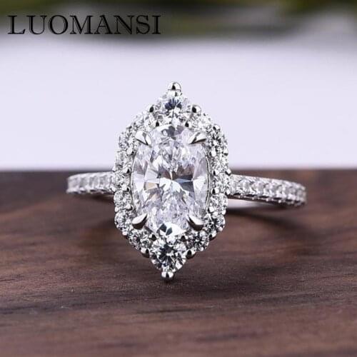 Luomansi New S925 Sterling Silver Ring Woman Luxury High Carbon Diamond Super Flash Jewelry Party Fashion Accessories