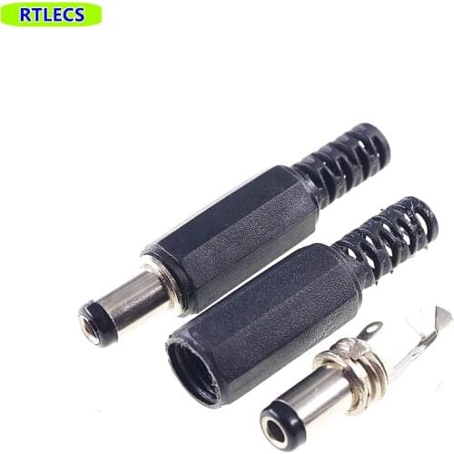10 pcs DIY 5.5 mm x 2.5 mm DC Power Plug Female wire cable solder Connector Adapter barrel length 9.5 mm