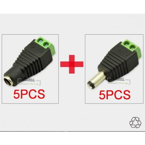 10pcs High quality DC Power Jack Adapter Connector Plug Male / Female 2.1mm 5.5mm For LED Strips Light