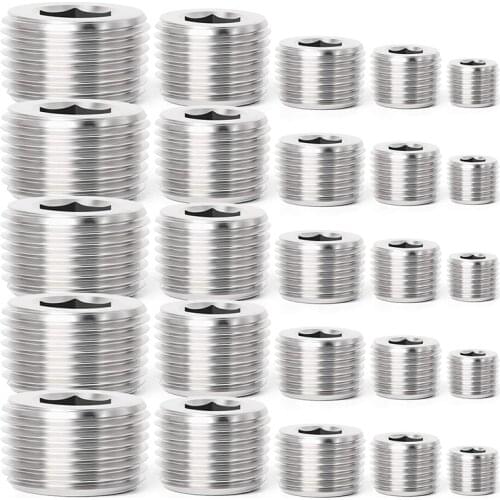 25Pcs Stainless Steel Internal Hex Thread Socket Pipe Plug Fitting 1/8 inch 1/4 inch 3/8 inch 1/2 inch 3/4 inch NPT Male