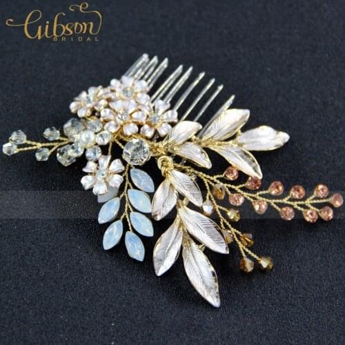 3pcs/Lot Enamel Leaf and Flower Vintage Bridal Magic Hair Comb Wedding Prom Hair Accessories Comb