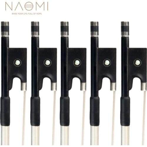 NAOMI 5pcs/1set Carbon Fiber Violin Bow Full Size 4/4 Bows With Paris Eyes Inlaid Ebony Frog& Premium Horse Hair Fast Reaponse