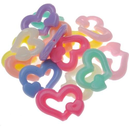 550pcs/Lot 18*24MM Hollow Out Double Hearts Shape Pastel Solid Colors Acrylic Jewelry Beads DIY Accessories Material Loose Beads