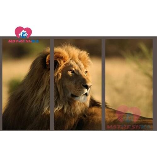 Diamond embroidery animals lion diamond painting triptych paintings from crystals diamond mosaic picture of rhinestones crafts