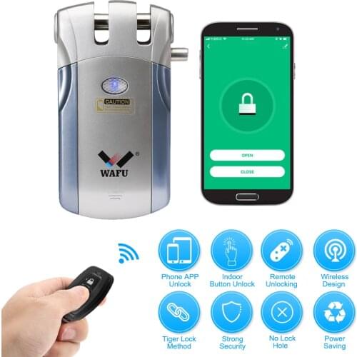 Wafu WF-018 Electric Door Lock Wireless Control With Remote Control Open & Close Smart Lock Home Security Door Easy Installing